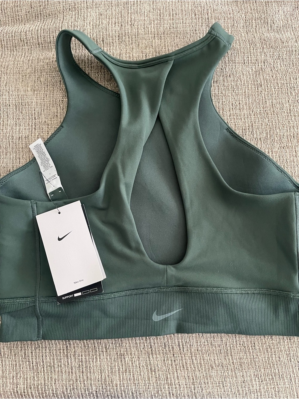 Nike Dark Green Racerback Support Sports Bra with Keyhole